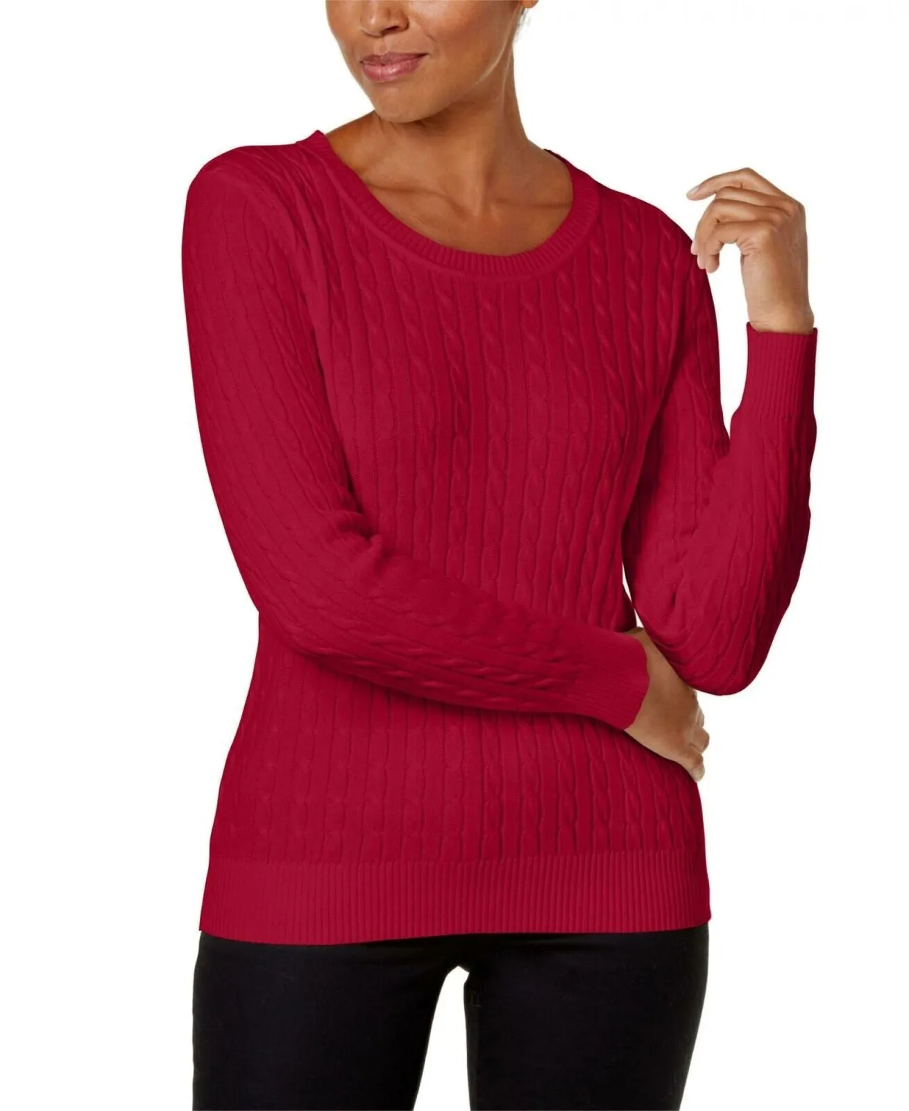 Karen Scott Petite Cotton Classic Cable Knit Sweater