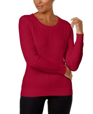 Karen Scott Petite Cotton Classic Cable Knit Sweater