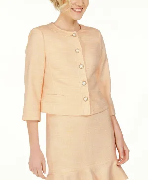 Karl Lagerfeld Women's Embellished Button Tweed Blazer Jacket