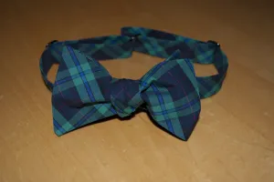 Kelly Green and Navy Plaid Bow Tie