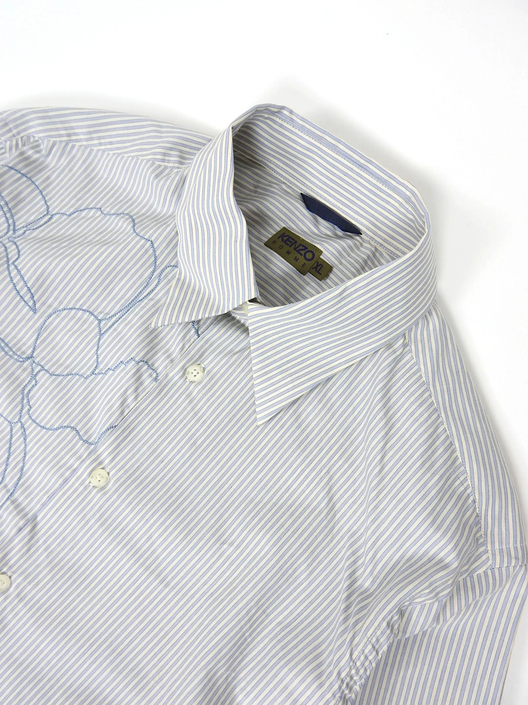 Kenzo Embroidered Stripe Shirt White/Blue XL