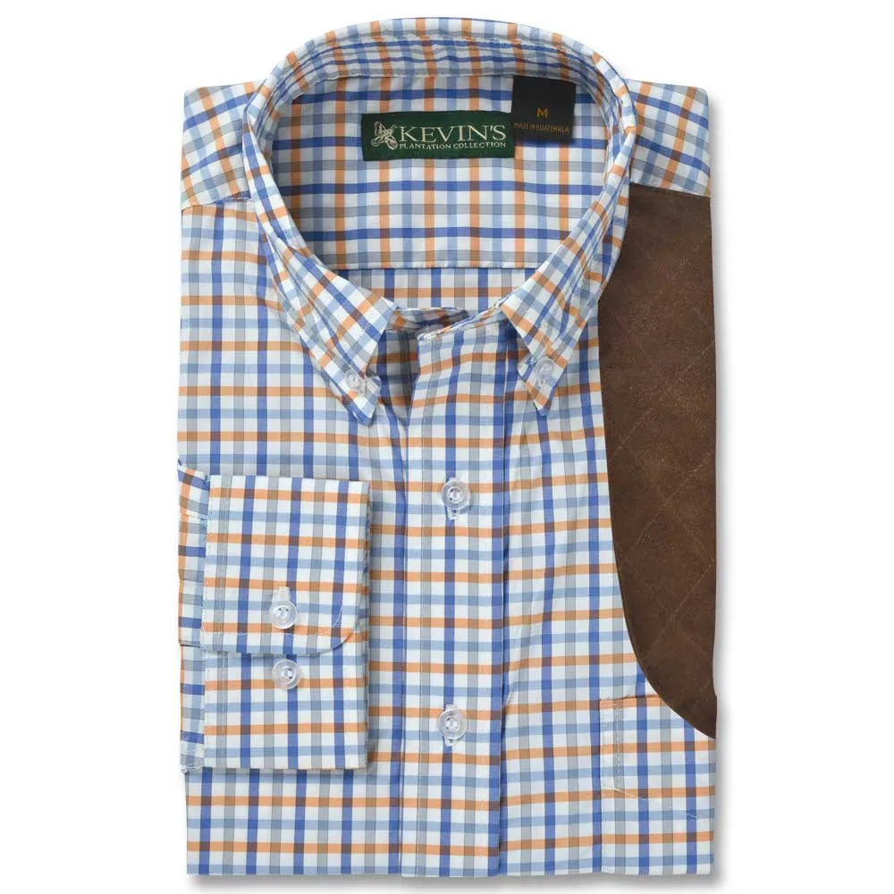 Kevin's Orange/Blue Plaid Performance Left Hand Long Sleeve Shooting Shirt