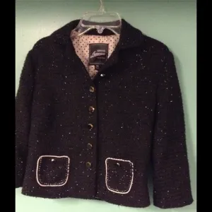 KINDER AGGUGINI MACYS COLLABORATION BLACK KNIT TWEED GLITTER BLAZER