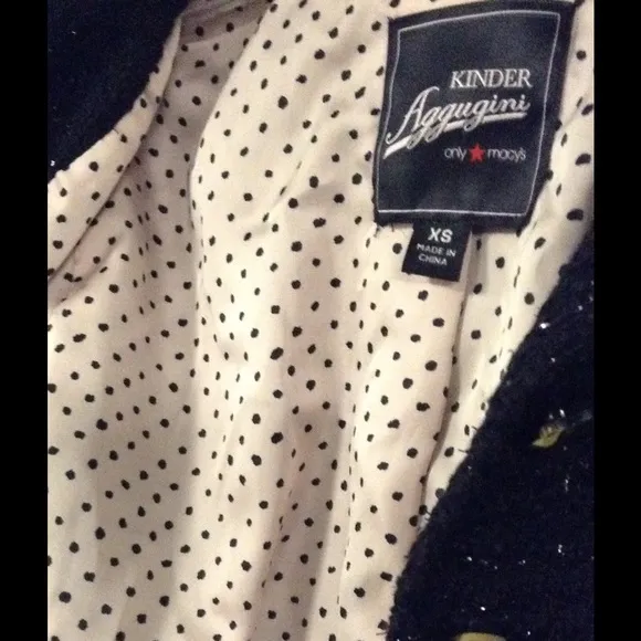 KINDER AGGUGINI MACYS COLLABORATION BLACK KNIT TWEED GLITTER BLAZER
