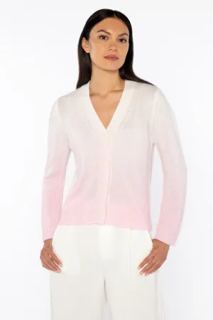 Kinross Ombre Vee Cardigan in Blush