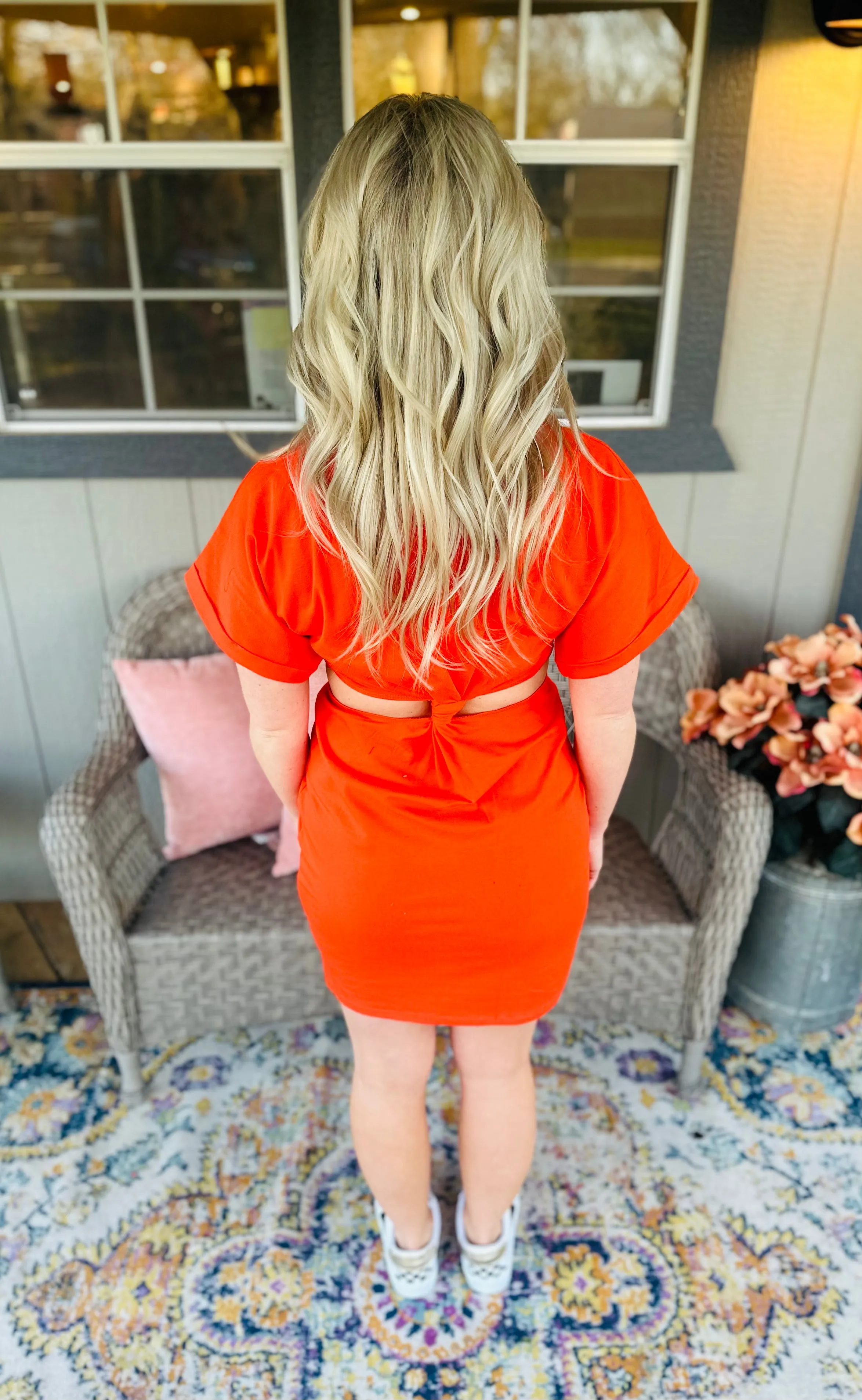 Knotted Cutout Tee Dress