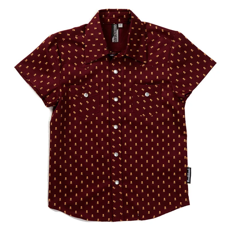 Knuckleheads One and Only Burgundy Plaid Rockabilly Shirt