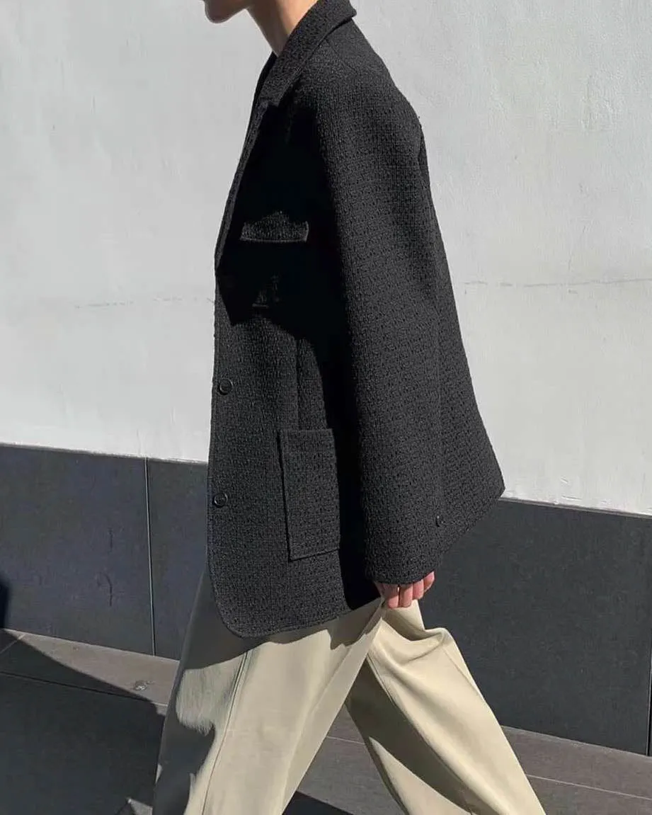 KOS TWEED BLAZER BLACK