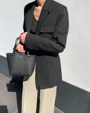 KOS TWEED BLAZER BLACK