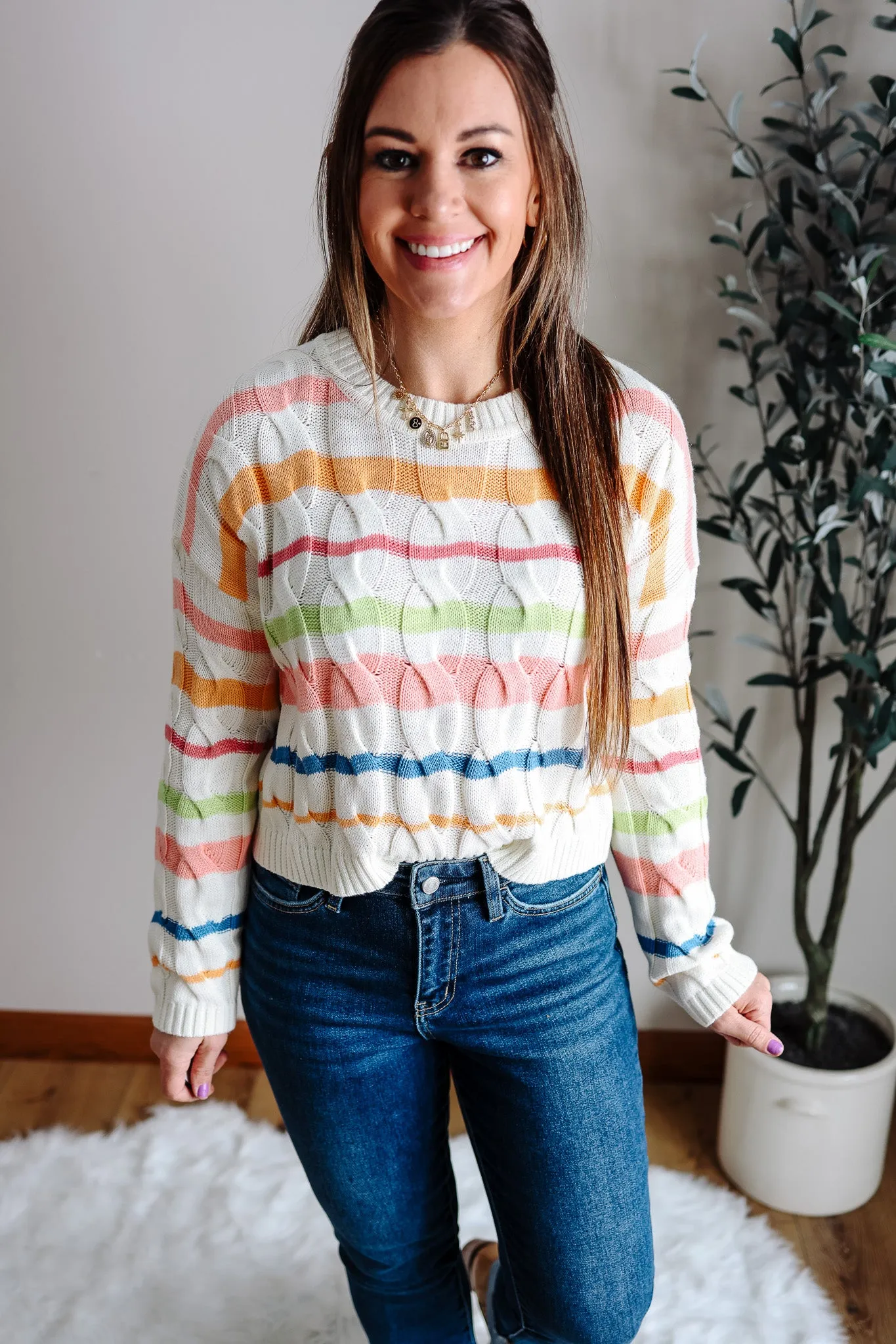Kyla Color Cable Knit Sweater
