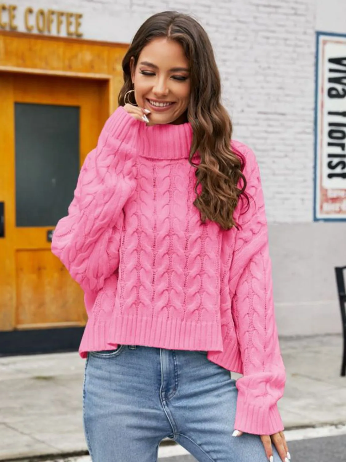 Kyra Turtle Neck Cable-Knit Sweater