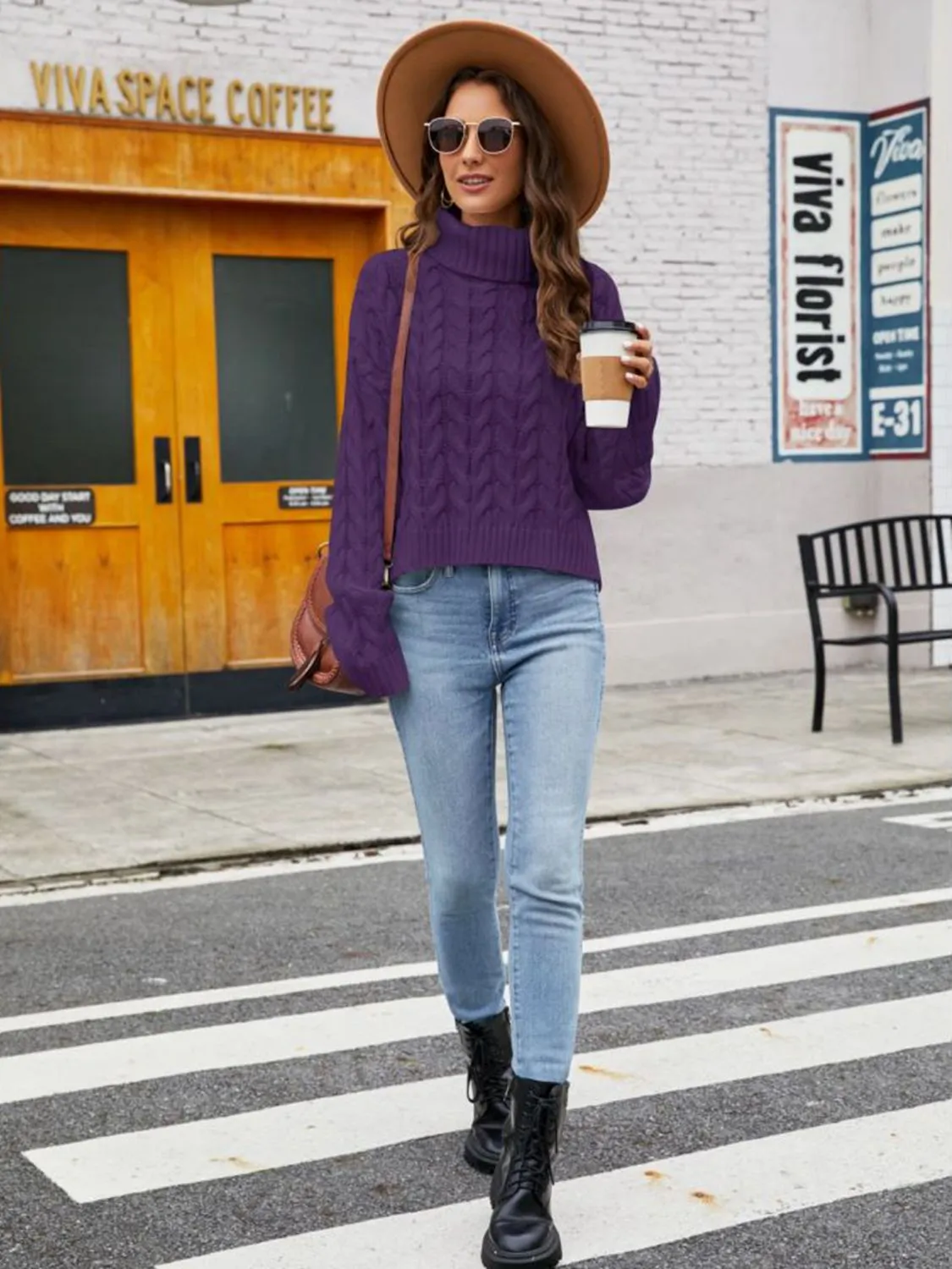 Kyra Turtle Neck Cable-Knit Sweater