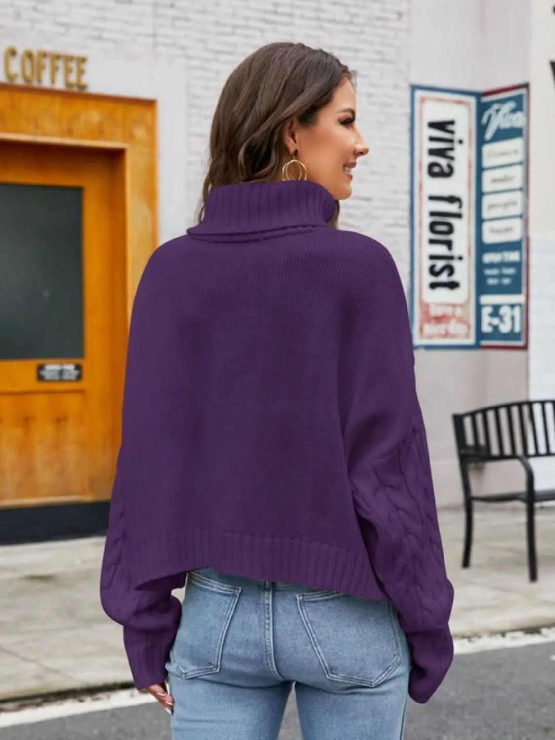 Kyra Turtle Neck Cable-Knit Sweater
