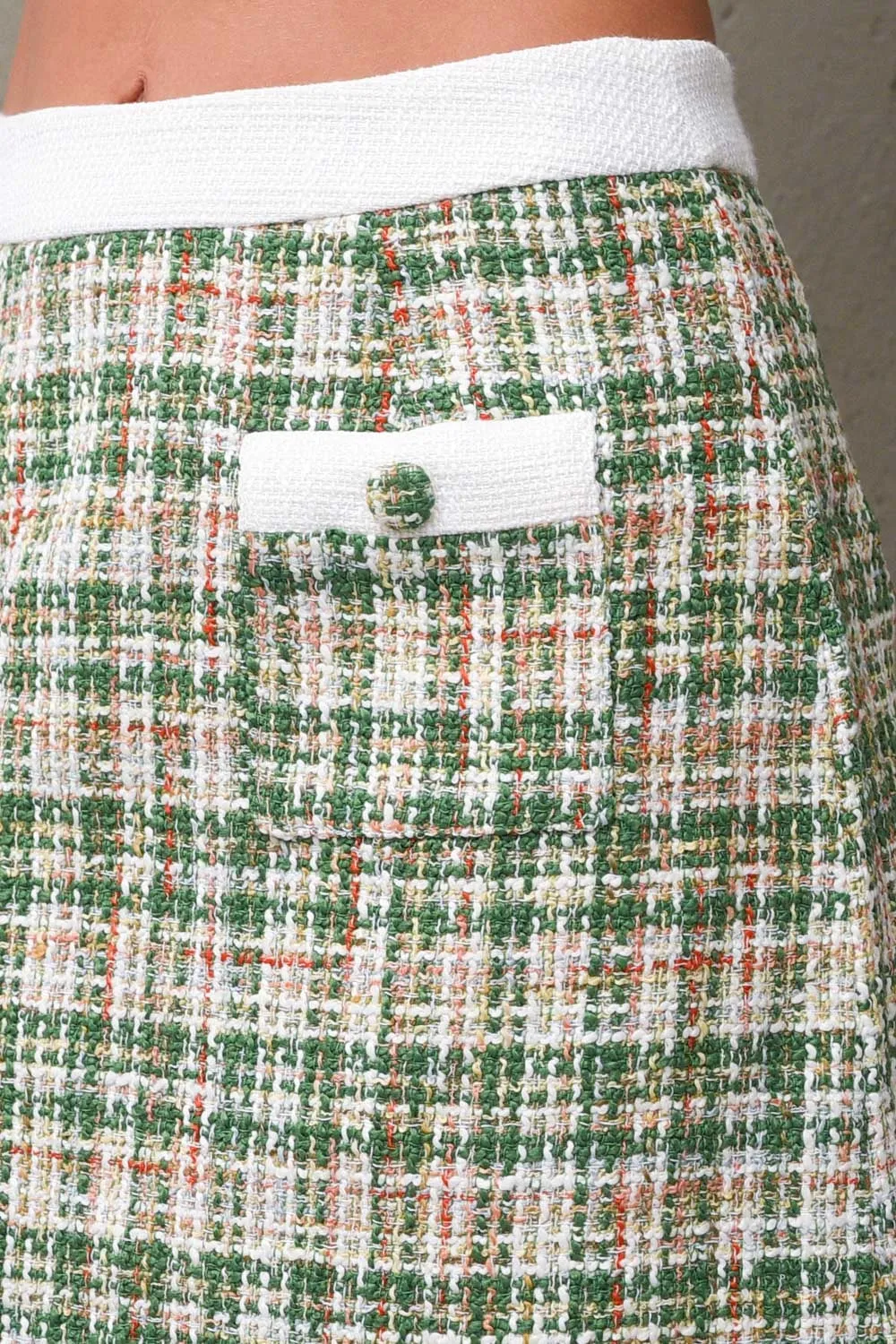 Ladies Skirt - Green Tweed White