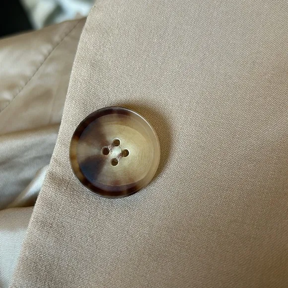 Lafayette 148 New York Wool Single Button Blazer Tan Women’s Size 6 Satin Lined