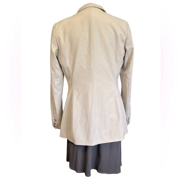 Lafayette 148 New York Wool Single Button Blazer Tan Women’s Size 6 Satin Lined
