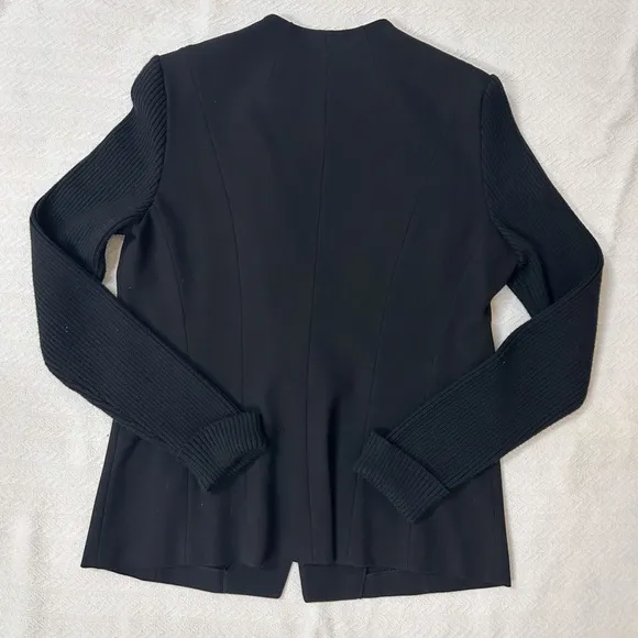 LAFAYETTE 148 Women Black Extrafine Wool Sweater sleeves jacket blazer - sz L