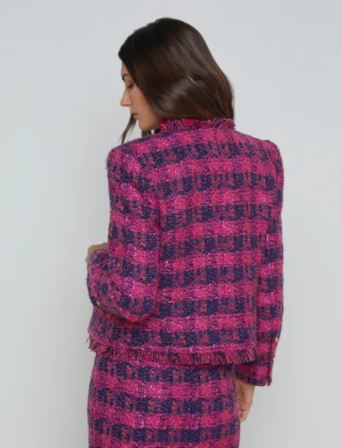 L'AGENCE - Angelina Tweed Jacket - Midnight/Acai/Ruby Tweed