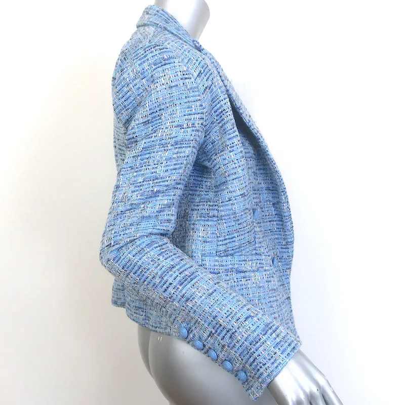 L'Agence Brooke Double Breasted Blazer Blue Tweed Size 2 Open Front Jacket