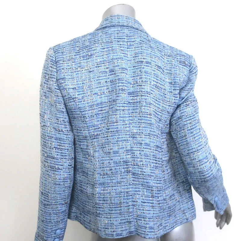 L'Agence Brooke Double Breasted Blazer Blue Tweed Size 2 Open Front Jacket