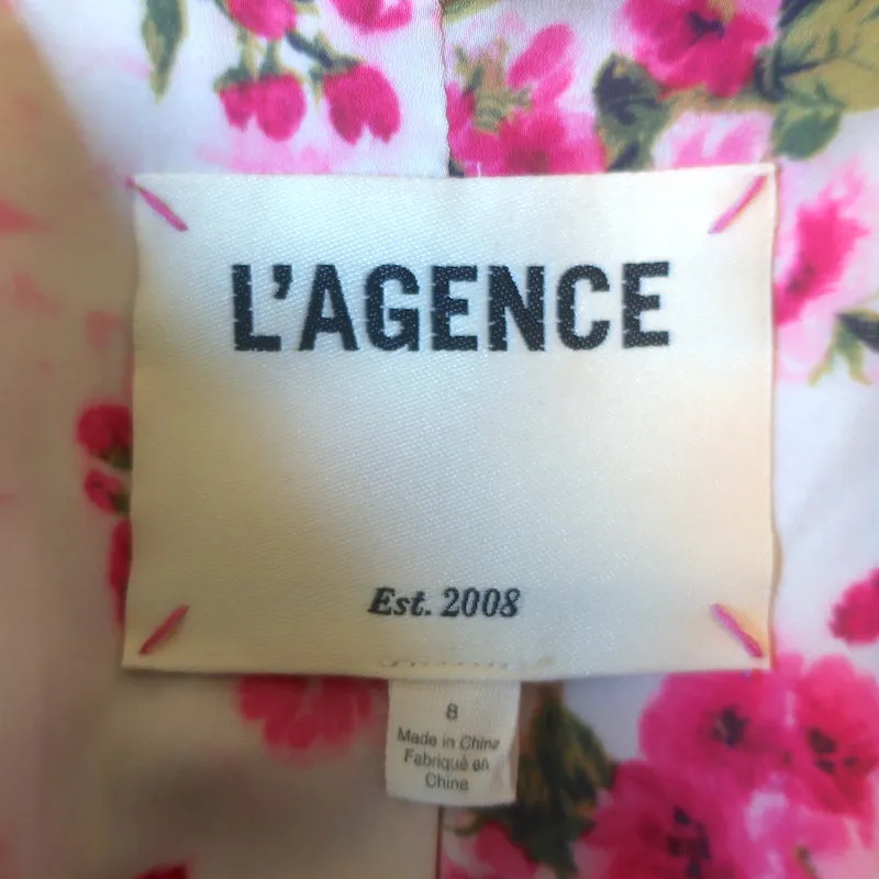 L'Agence Chamberlain Tweed Blazer Fuchsia Cotton-Blend Size 8 One-Button Jacket