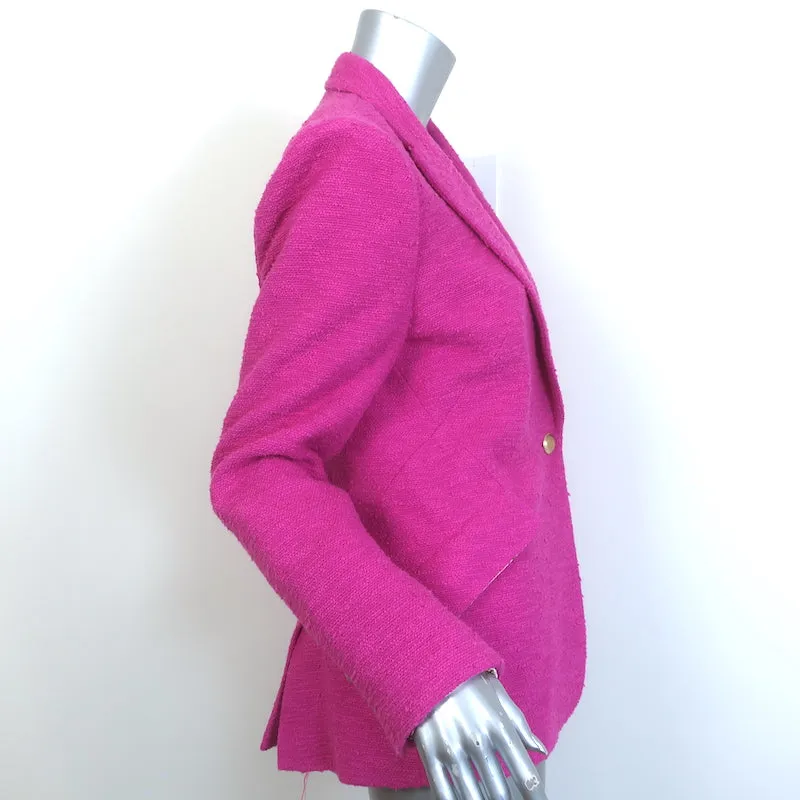 L'Agence Chamberlain Tweed Blazer Fuchsia Cotton-Blend Size 8 One-Button Jacket