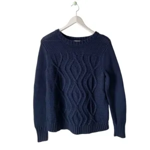 Lands, End Aran Cable Crew Neck Sweater Size Large