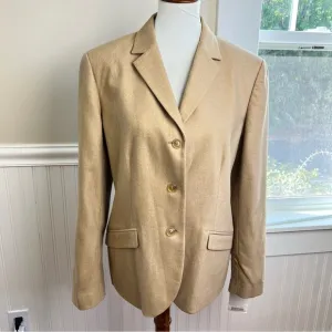 Lands End Blazer Cashmere Wool Lycra Blend Blazer Tan Size 14 - Light Academia