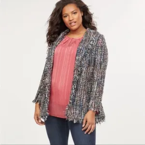 Lane Bryant NEW Colorful Multi Boucle Tweed Blazer Jacket