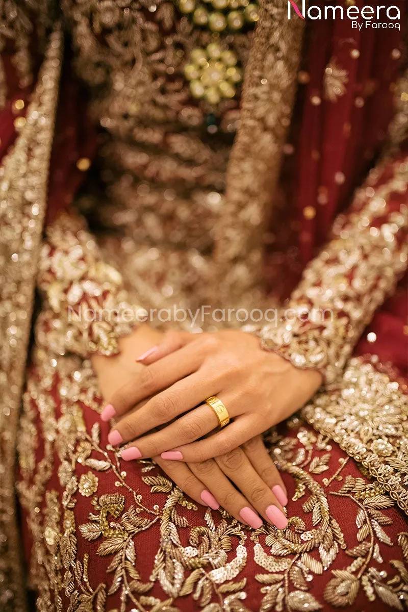 Latest Deep Red Bridal Dress Pakistani Online #BS140
