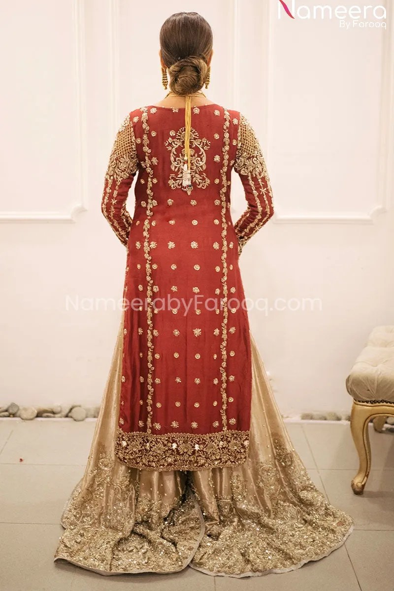 Latest Deep Red Bridal Dress Pakistani Online #BS140