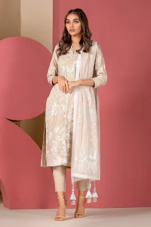 Latest Summer Pakistani printed casual lawn dress in beige color # P2501