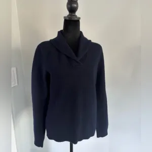 Lauren by Ralph Lauren shawl neck sweater madeter m navy blue cashmere