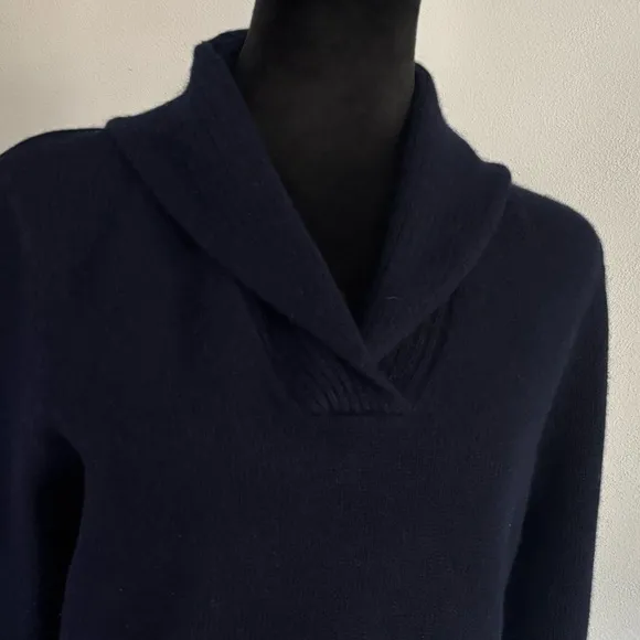 Lauren by Ralph Lauren shawl neck sweater madeter m navy blue cashmere