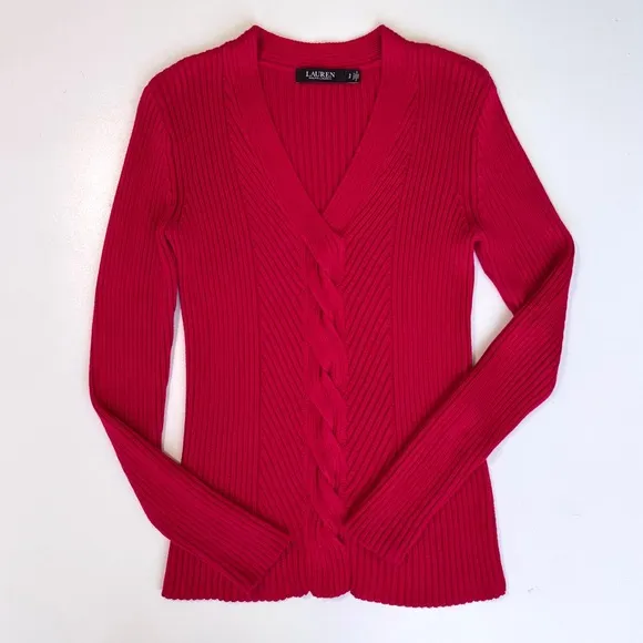 Lauren Ralph Lauren Black Label Sweater Cable Knit Long Sleeves Stretch …