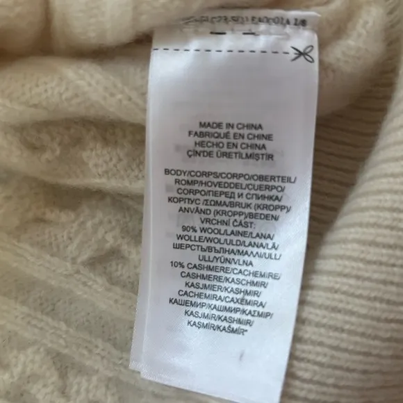 Lauren Ralph Lauren White Cashmere Blend Cableknit Sweater