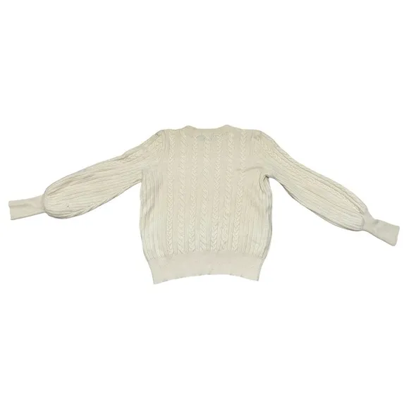 Lauren Ralph Lauren White Cashmere Blend Cableknit Sweater