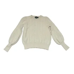 Lauren Ralph Lauren White Cashmere Blend Cableknit Sweater