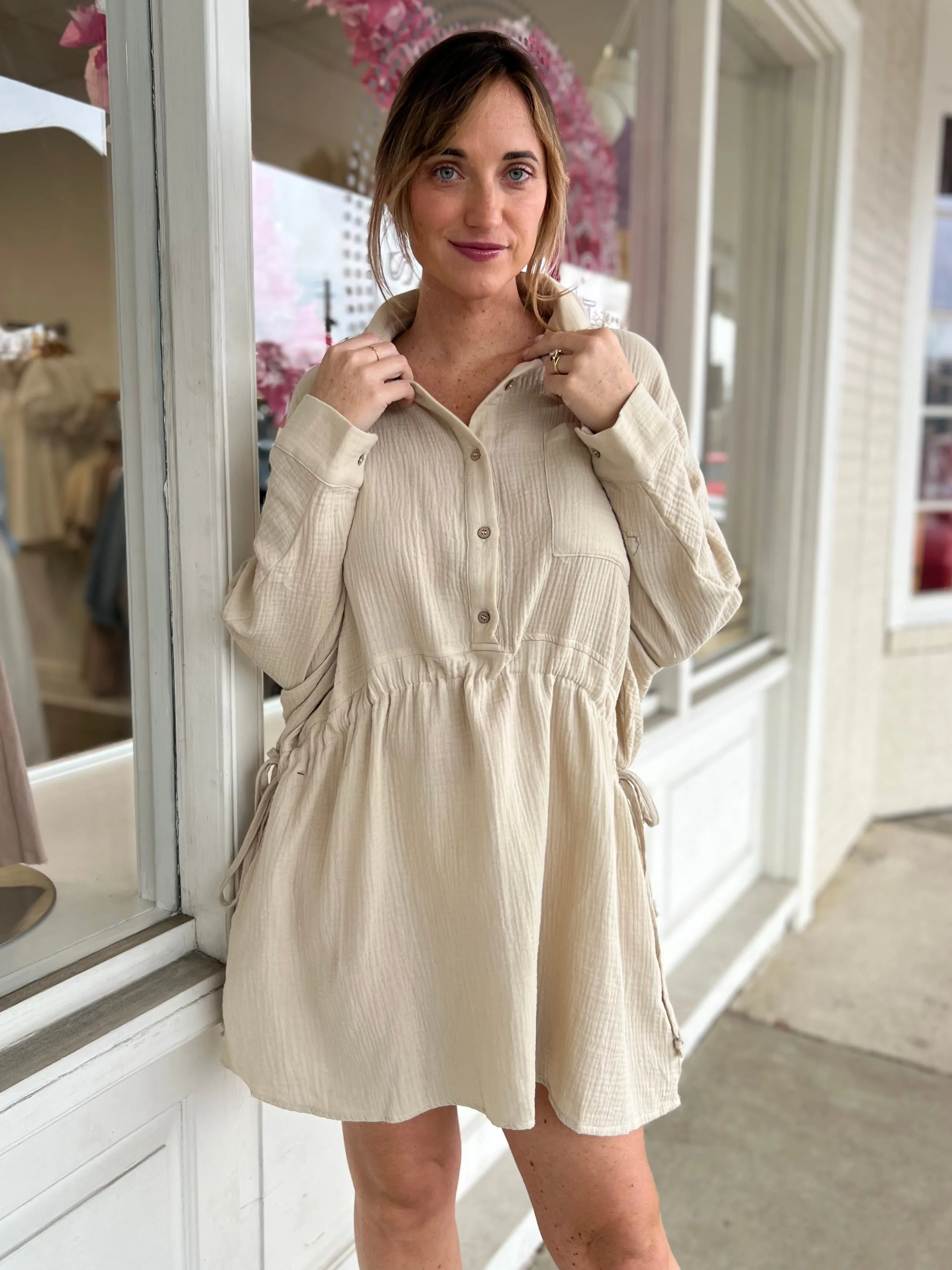 Layla Gauze Long Sleeve Shirt Dress