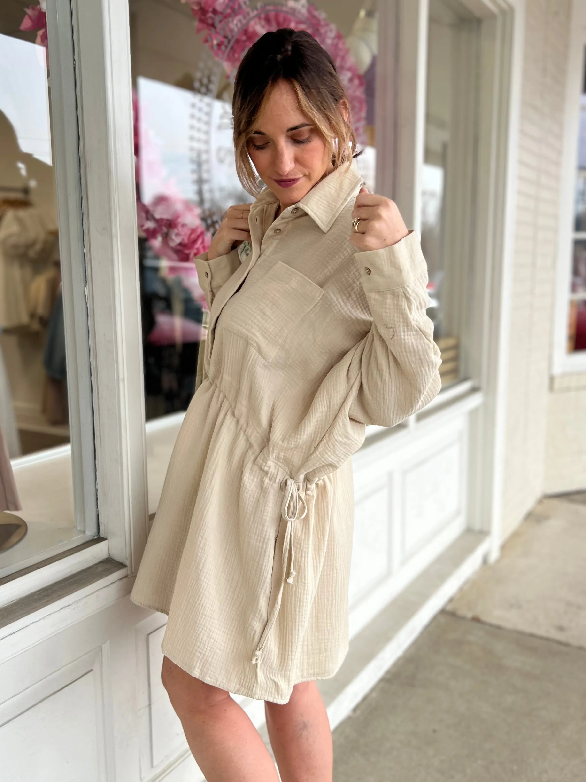 Layla Gauze Long Sleeve Shirt Dress