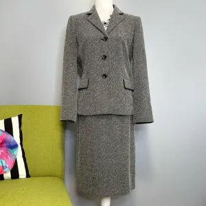 Le Suit Black White Tweed Blazer Skirt Suit Matching Set 8