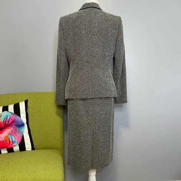 Le Suit Black White Tweed Blazer Skirt Suit Matching Set 8