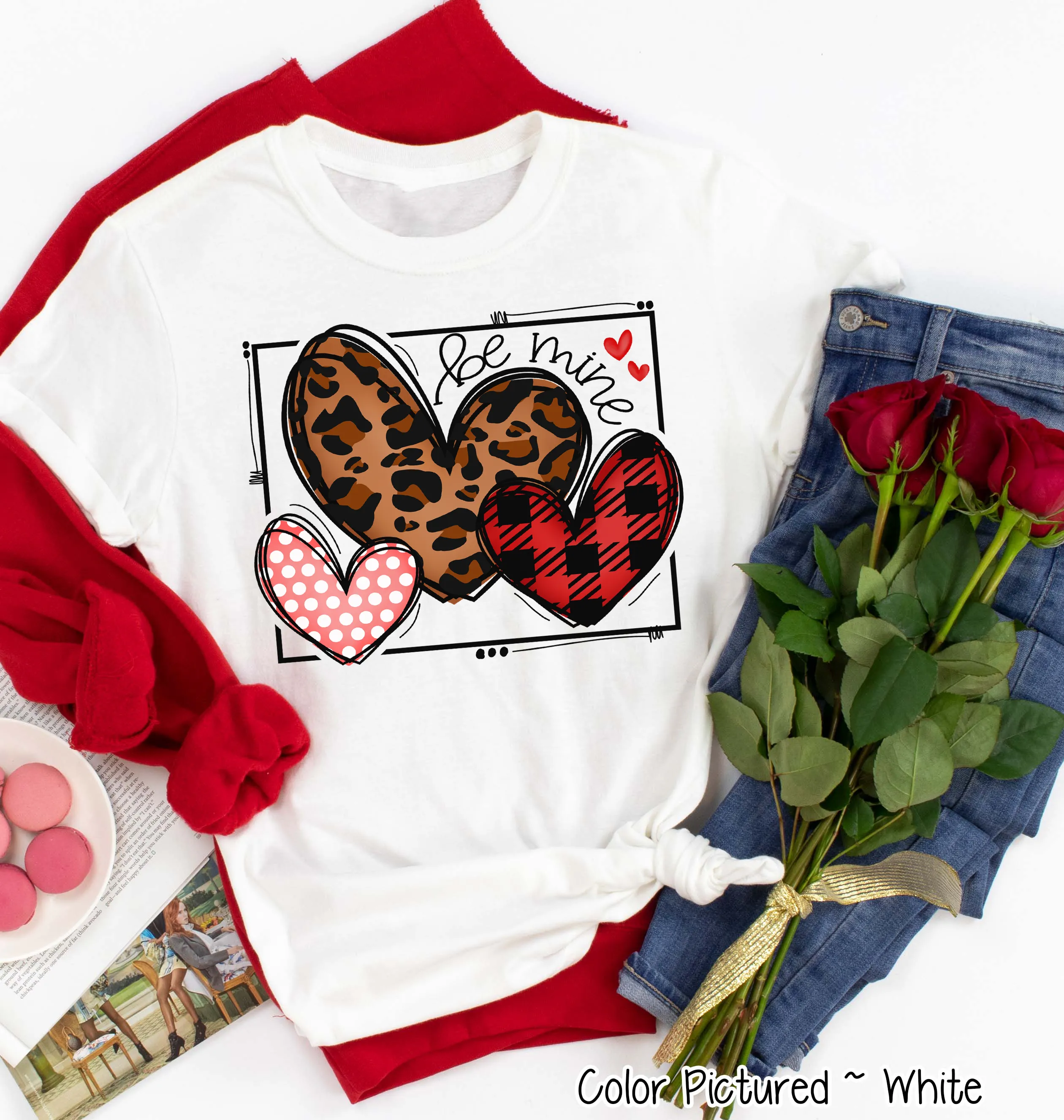 Leopard, Buffalo Plaid, Polka Dot, Heart Trio Valentine Shirt
