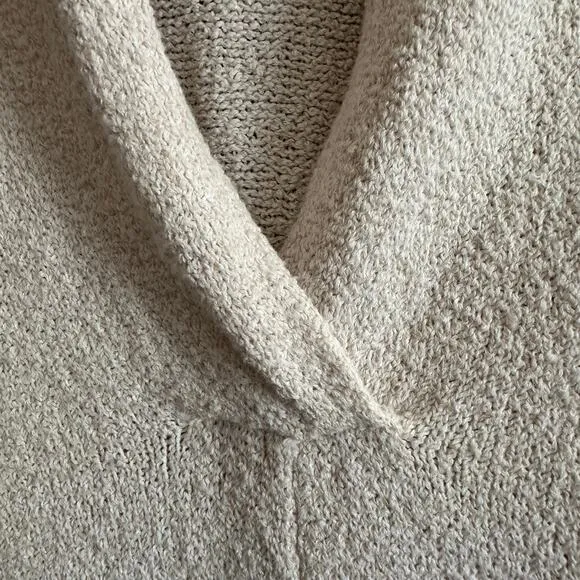LILLA P |  Shawl Collar Tunic Sweater in Coconut  / Cream | Size S