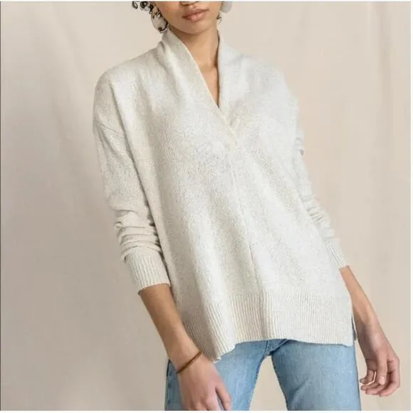 LILLA P |  Shawl Collar Tunic Sweater in Coconut  / Cream | Size S