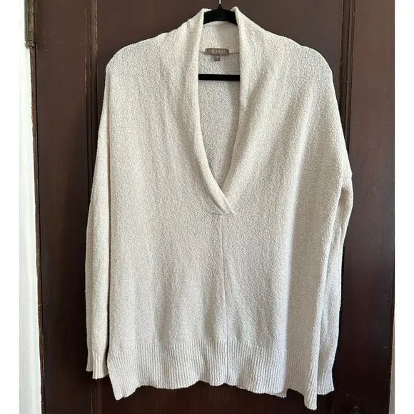 LILLA P |  Shawl Collar Tunic Sweater in Coconut  / Cream | Size S