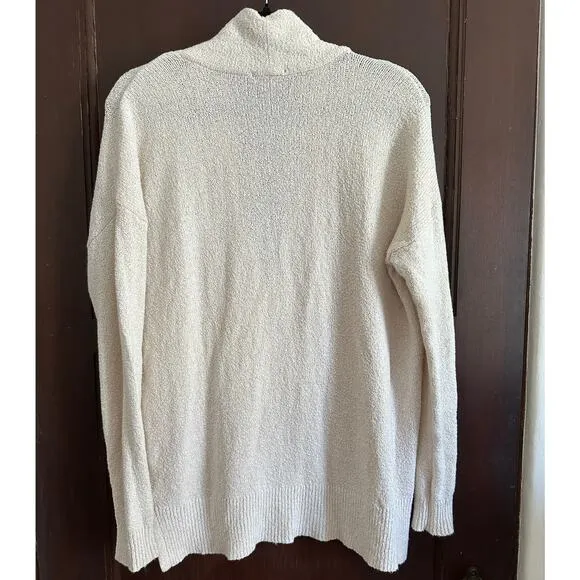 LILLA P |  Shawl Collar Tunic Sweater in Coconut  / Cream | Size S