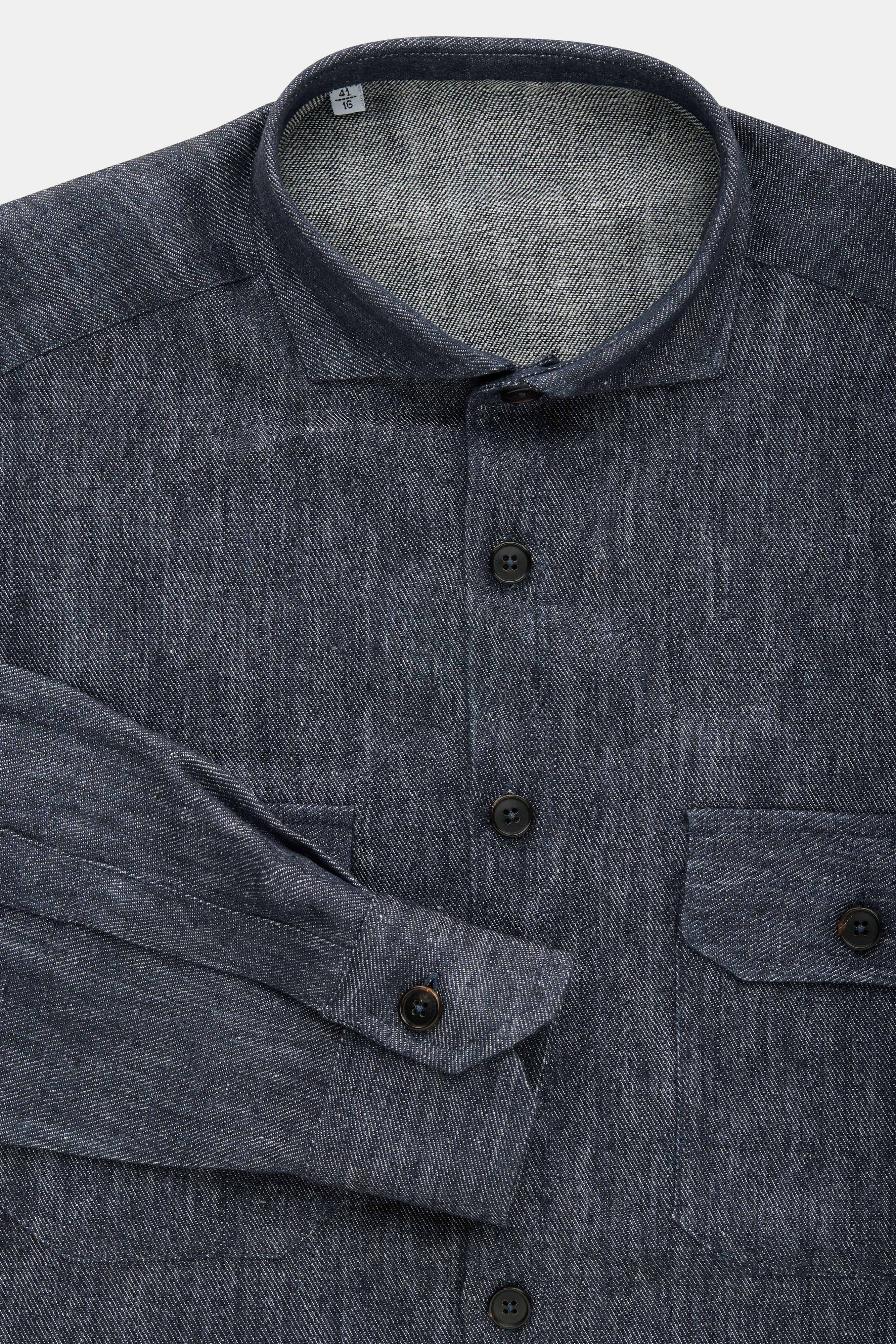 Linen Shirt Jacket Denim