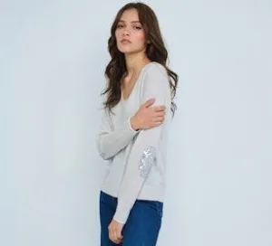 Lisa Todd Spring Bling Cashmere Sweater - Iced Grey