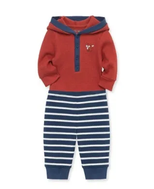 Little Me Fox Stripe Bodysuit Pant